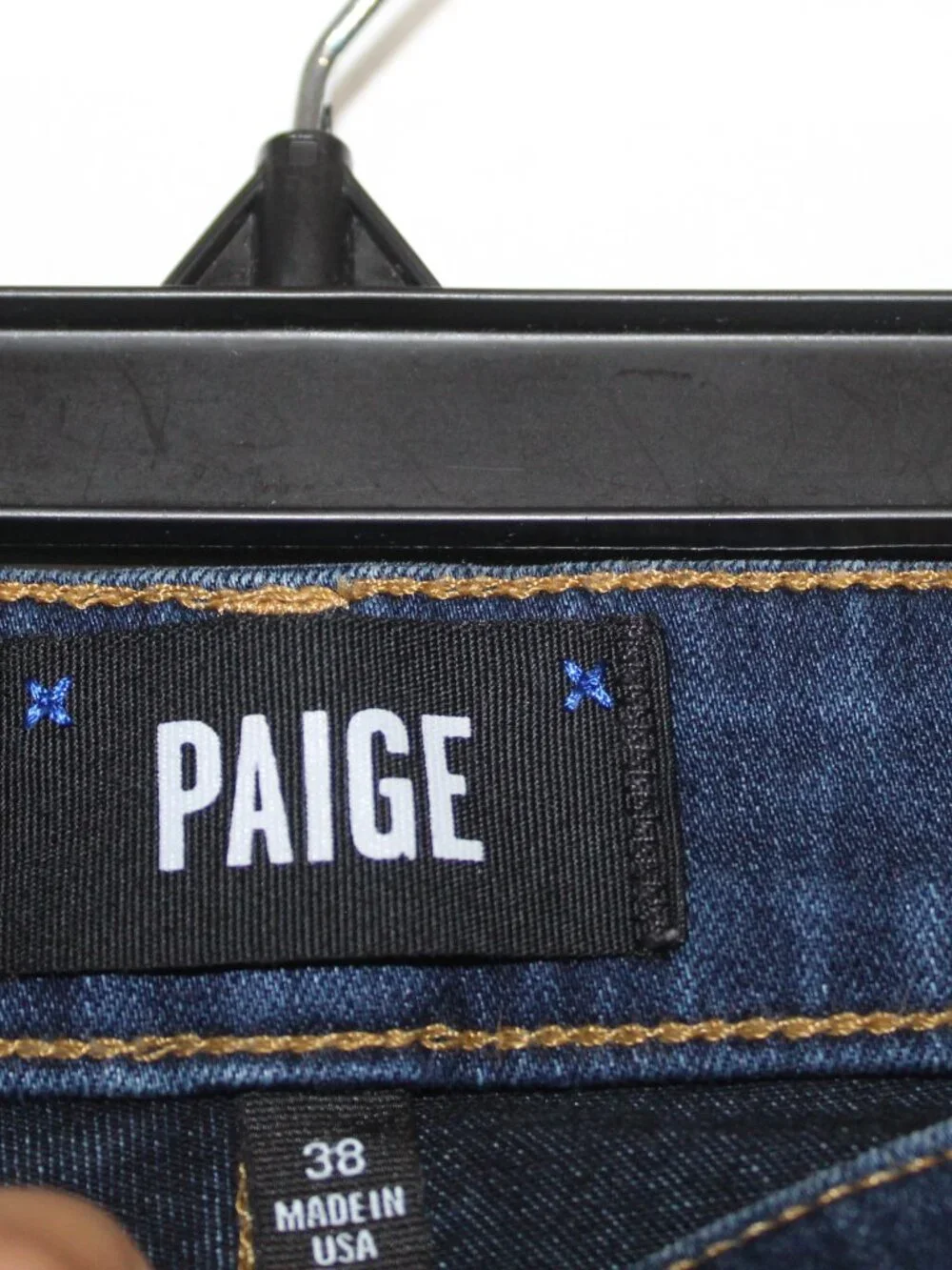 Paige federal dark wash straight leg stretchy jeans